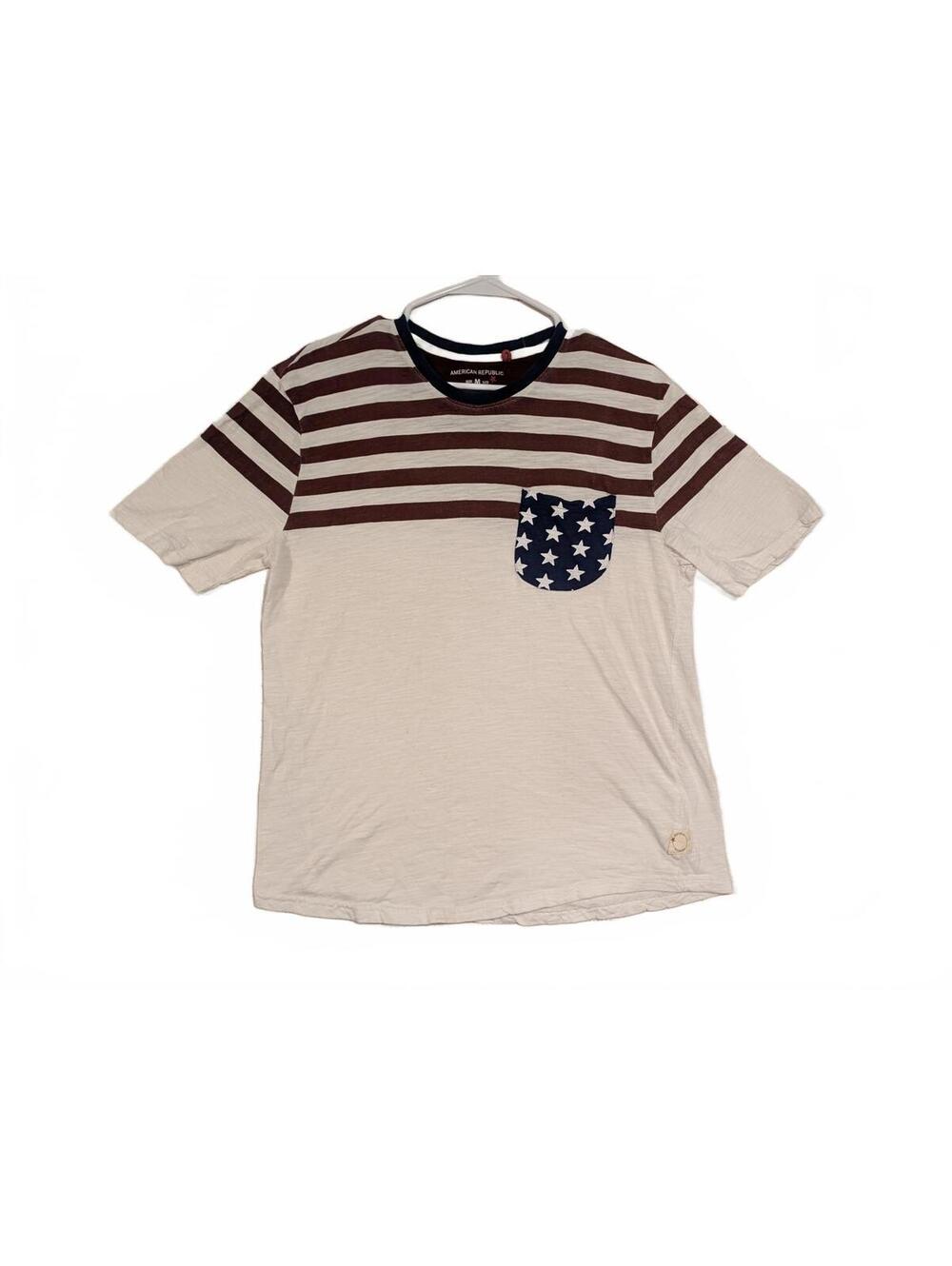 American Republic Striped Star Pocket USA Graphic T-Shirt Mens Medium